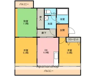 カトレア【402号室】の間取り