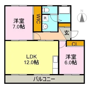2LDKの間取り画像
