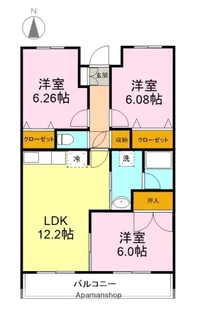 ベルローズ【2B号室】の間取り