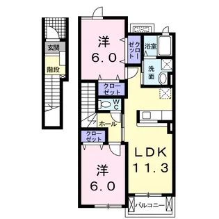 エスポワール ウェスト【2階】の間取り
