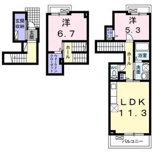 プランドール颯【2階】の間取り