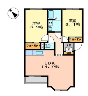 ハーモニー石井【1階】の間取り