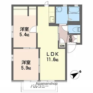 サンハイツ富士岡【B203号室】の間取り