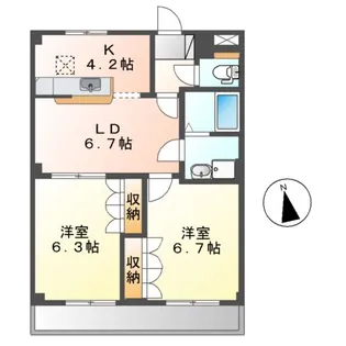 CHEZーMOI 神畑(シェモアカミハタ)【1階】の間取り