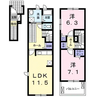 レインボー ローズ Ⅰ【2階】の間取り
