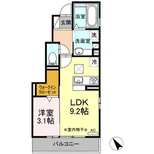 ハイム ルーエ厚原東アクシス厚原 ハイム ルーエ厚原東 C棟【1階】の間取り