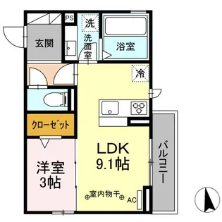 ONE TERMINAL PLACE(ワンターミナルプレイス)【3階】の間取り