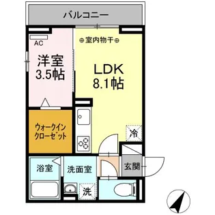1LDKの間取り画像