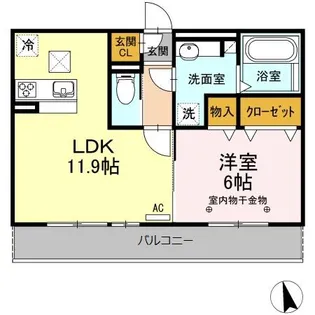 アンソレイエ自由ヶ丘【1階】の間取り