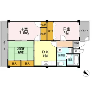 ディアコート中田【2階】の間取り