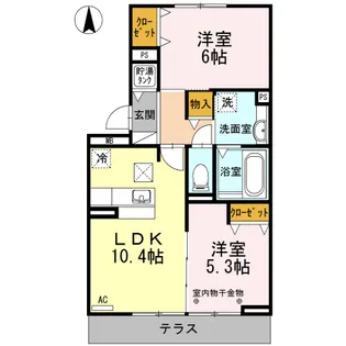 グランデタカオカ B【1階】の間取り