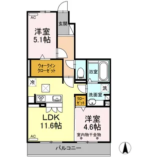 シャルマン・ペッシェ【1階】の間取り
