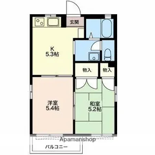 ヒルサイドテラスB【2階】の間取り