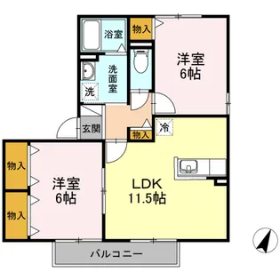 パルティール谷田 B【2階】の間取り