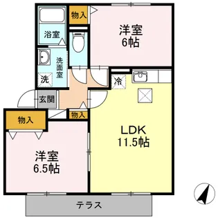 パルティール谷田 B【1階】の間取り