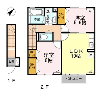 2LDKの間取り画像