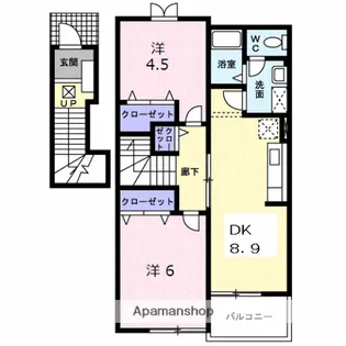 フォンターナサノD【202号室】の間取り