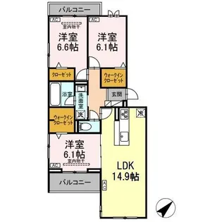 D CRAFT 谷田【3階】の間取り