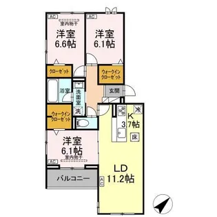 D CRAFT 谷田【1階】の間取り