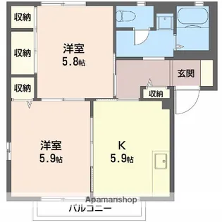 サンコーポ長沢B【B201号室】の間取り