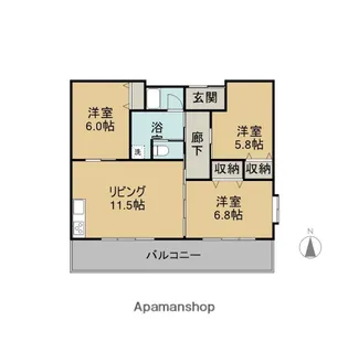 西焼津メゾン小石川【3階】の間取り