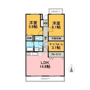 サンパティーク香貫【2階】の間取り