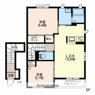 ハックベリー【A202号室】の間取り