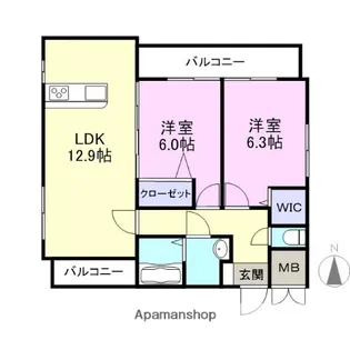 アンジェパティオ函南【1階】の間取り