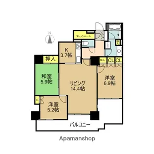 マークス・ザ・タワー三島【12階】の間取り