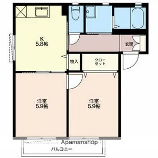 ガーデンクレス野木【B201号室】の間取り