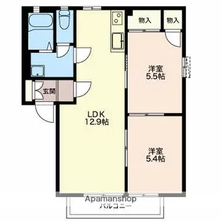 泉の郷A&B【B102号室】の間取り