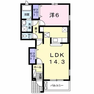 サンロードカドイケ B【1階】の間取り
