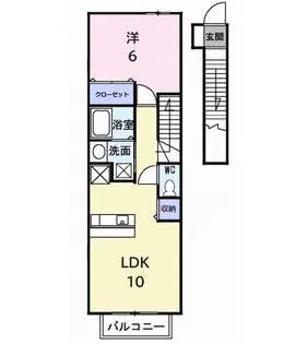 コウハイムⅠ【202号室】の間取り