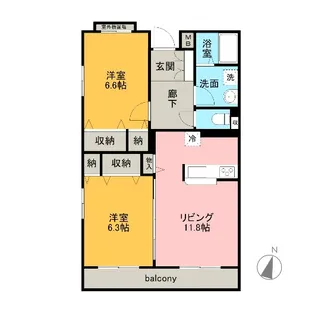 ペアーフィールドB【1階】の間取り