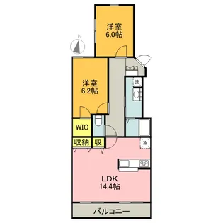アンソレイエ祇園原【2階】の間取り