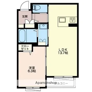 サルビア ガーデン【303号室】の間取り