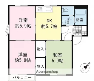 リバーサイド中島【2階】の間取り