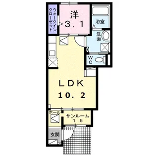 EAST HILL F【1階】の間取り