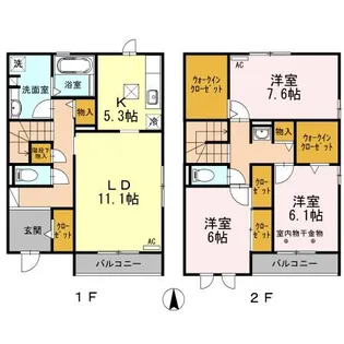 静岡県駿東郡長泉町中土狩【テラスハウス】の間取り
