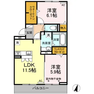 レフィナードSパルテールS パルテールS【3階】の間取り