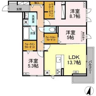 メイプル【3階】の間取り