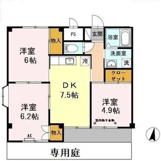 サンライズいわざき【1階】の間取り