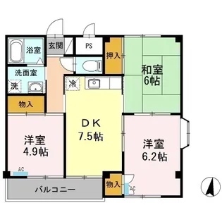 サンライズいわざき【3階】の間取り