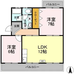 コトー萩【203号室】の間取り