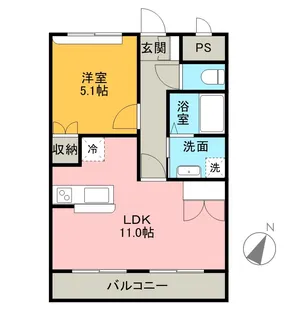 サンモール中島B【1階】の間取り