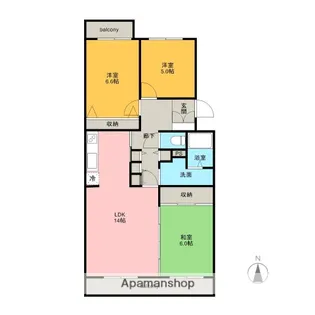 フォンティーヌ小高壱番館【1階】の間取り