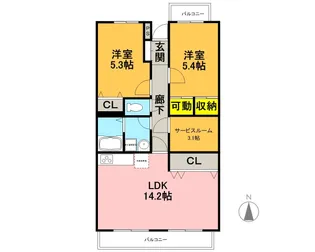 シェーナーヴァルト【1階】の間取り