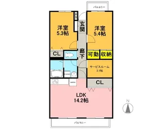 シェーナーヴァルト【1階】の間取り