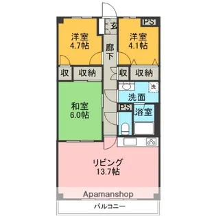メゾンつつじヶ丘弐番館【301号室】の間取り