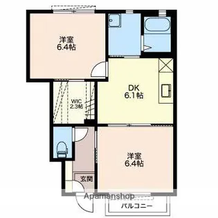 プラシード【A102号室】の間取り